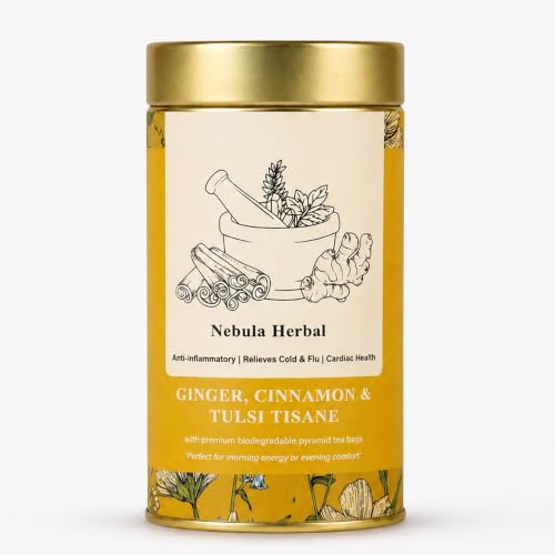 Digestive and Immunity herbal Tea-Flavour: Ginger, Cinnamon & Tulsi, 25 tea bags- Luxurious Packaging for Gifting & Personal Use Premium STGFOP Grade Green Tea eco-friendly Box