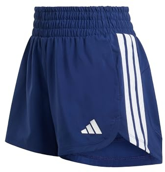 adidas Women's Pacer Workout Woven High Rise Shorts, Dark Blue/White, M 5 inch