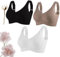 GOOEIC Super Firming Bra | Wire-Free Push-Up Bra No More Sagging Breasts, Women's Ribbed Push Up Adjustable (3PCS-A,3XL)