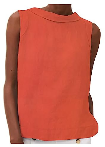 Vest Tops Women UK Clearance Ladies Cotton Linen Tank Tops Solid Summer Sleeveless Tshirts Crewneck Casual Camisole Beach Vacation Going Out Top Loose Fit Tees Streetwear