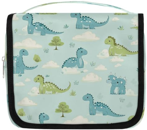 Mexpekil Trousse de toilette de voyage à suspendre pour femme - Motif dinosaure - Grande trousse de toilette portable pour maquillage - Pour filles et garçons