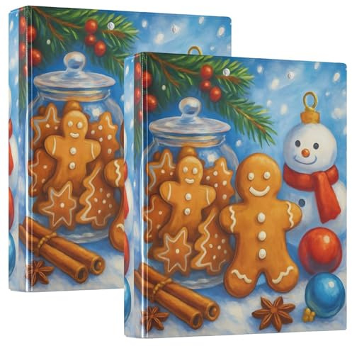 Weihnachtliche Lebkuchenkekse, 3,8 cm, 3-Ringordner für 200 Blatt, farbige 3-Ringordner, runder Ringordner, 31,5 x 27 x 6 cm, 1 Packung
