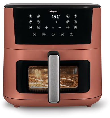Tognana Iridea, Friggitrice ad aria 10L, doppia resistenza, display digitale, timer, 80-200°C, finestra, 2300W, Rosso Mela
