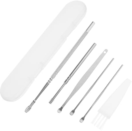 MOTHNUR 4 Sets Stainless Steel Ear Scraper Tool Kit Ear Wax Cleaner with Spiral Design for Adults and Portable for Comfortable Massage and Safe Cleaning