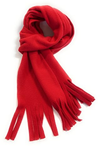 Caprilite Warm Soft Fleece Winter Scarf for Primary School Children, Navy Blue, Fringed Design, Cold Weather Accessory (Red)