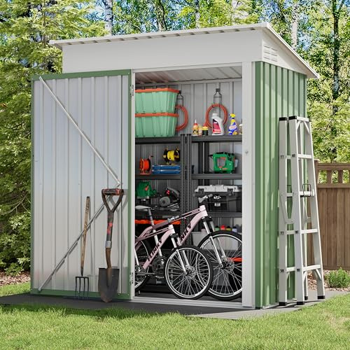 UDPATIO Metall Gartenhaus mit 2.1 m³, Pultdach - 164 x 87 x 181 cm für den Außenbereich, Geräteschuppen, Fahrradgarage, Verzinkter Stahl mit Abschließbarer Tür für Hinterhof,Grün