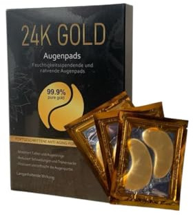 24K Gold Augenpads mit 99,9% reinem Gold, Hyaluron und Aloe Vera, Anti-Aging Augenmaske gegen Falten, Augenringe und Tränensäcke
