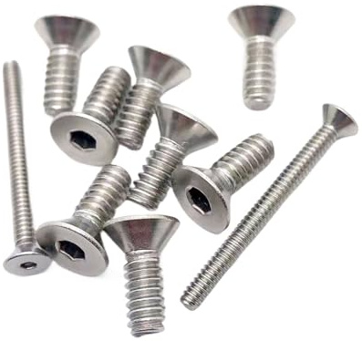 UNC 2#-56 4#-40 6#-32 8#-32 10#-24 10#-32 UNF filetage américain 304 acier inoxydable à six pans creux vis à tête fraisée plate(5/8,10pcs UNC 10-24)