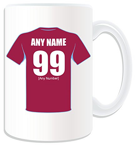 Personalised Gift - LARGE Villa Mug (Football Design Theme, White) - Any Name/Message on Your Unique Mug - Aston Ashton Lions Claret and Blue Army Club