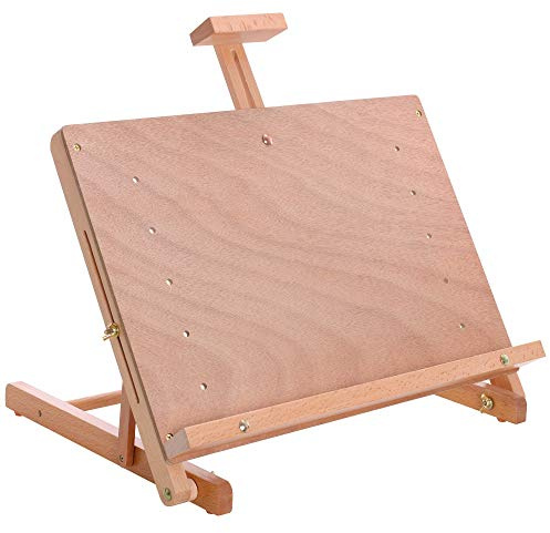 U.S. Art Supply Cancun Solid Wooden Tabletop Easel - Artist Studio Desktop Drawing Table, Portable Drafting Table, Adjustable Art Board, Tabletop Easel for Painting, Holds Up to 23 Canvas, Beechwood