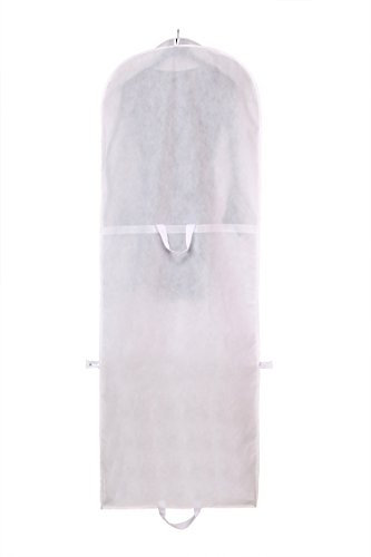 TUKA-i-AKUT Atmungsaktiver Kleidersack 180cm x 64cm, Faltbare Schutzhülle für Brautkleider/Abendkleider/Anzüge/Mäntel, Langzeitaufbewahrung & Transportieren, Weiß TKB1001