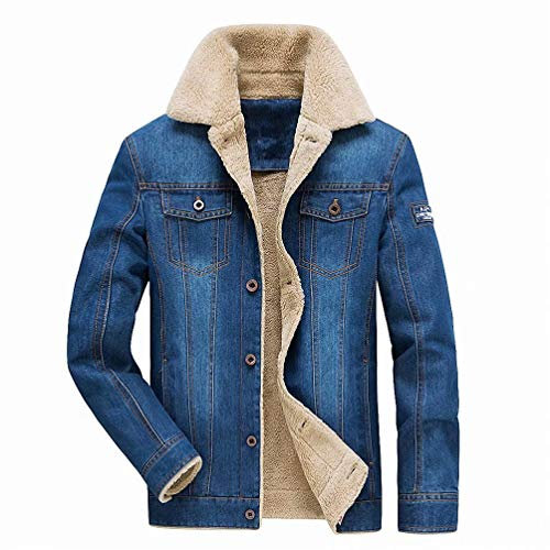 MILASIA Giacca da Uomo Classica Denim Giacca da Jeans Invernale Giacca da Jeans Giacca Invernale Imbottita (M, Azzurro)