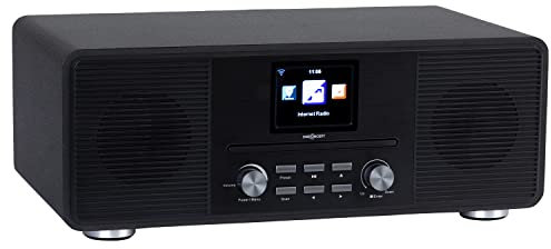 OneConcept Reproductor de CD Player Dab Portátil, Radio, FM/Dab/Dab+ con Bluetooth + AUX Estéreo, Discman Pantalla HCC, Mando, Reloj Despertador, MP3 y Streaming, Radio CD Casa, Alimentación Cable