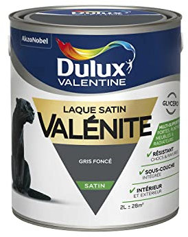 Dulux Valentine Peinture Laque Valénite Glycéro multisupport intérieur-extérieur – Grande résistance pour boiseries et ferronneries - aspect Satin Gris Foncé 2L