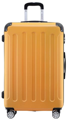 BEIBYE- Hartschalenkoffer Koffer Trolley Rollkoffer Reisekoffer Zahlenschloß 4 Zwilings-Rollen (Orange, Middle-66cm)