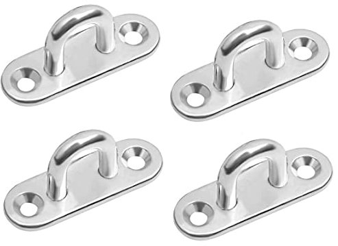 ANSIEDIO 4 Stück M6 Ösen Augplatte Edelstahl U-Förmige Wandhalterung Öse Augplatte mit Ring Oval Metall Befestigung Ring Wandöse Wandhaken zum Aufhängen