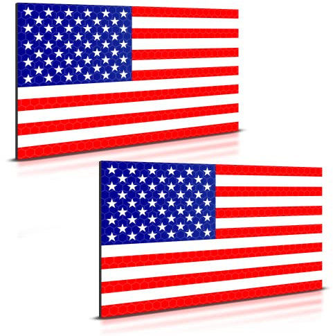 2 Stück reflektierende amerikanische Flaggen-Magnet für Auto, 12,7 x 7,6 cm, patriotische USA-Flagge, magnetisch für LKW, Auto, Militär, Stoßstange, Motorrad, Fahrrad, Patriot Stripe