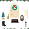 KATELUO Wichteltür Weihnachten Set, 9 Pcs Miniatur Wichtel Set, Puppenhaus Zubehör Weihnachten, Elfentür aus Holz Weihnachtsbaum Dekokranz Holzleiter Wichtelbesen Stiefel Laterne Feentür Ornament