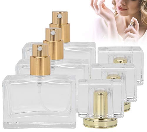 Dioche 3pcs, Perfume Bottle, 30ml Clear Glass Atomiser Spray Bottles, Glass Empty Perfume Bottle, Makeup Refillable Perfume Spray Bottle Dispenser(gold)