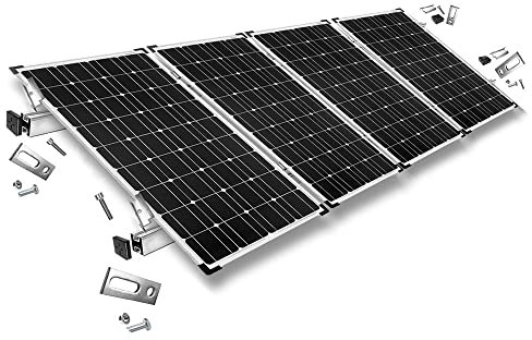 Offgridtec Solar-Montageset mit Gewindestangen für Wellfaserzement-/Metall-Dächer, Edelstahl- & Aluminium-Befestigungssystem für rahmierte Module bis 1134mm Breite (Set für 1 Modul, 30mm Rahmenhöhe)