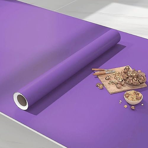 VIOPVERY Peel and Stick Wallpaper - 40cmx1000cm Plain Purple, Thick Vinyl for Kitchen, Bedroom and Furniture