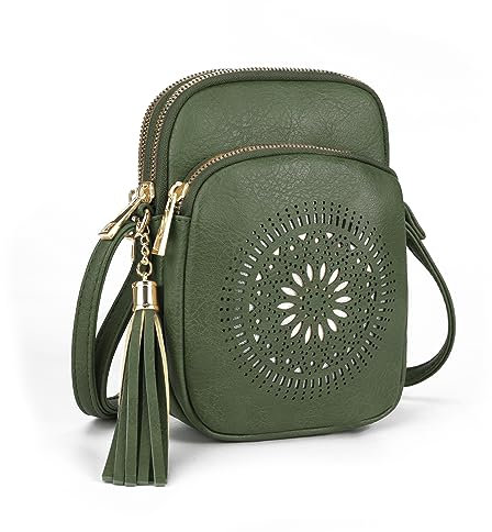 GLITZALL Umhängetasche, Kleine Umhängetaschen mit mehreren Taschen, Umhängetasche mit Quasten, Handytaschen für Frauen mit Hohlraum, Mode