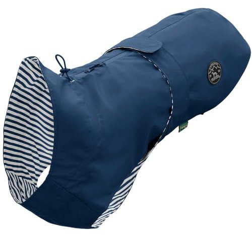 HUNTER Hunde-Regenmantel Milford, Farbe: blau, ergonomische Passform für optimalen Schutz, individuell verstellbar, Reißverschluss für Geschirrträger, pflegeleicht & waschbar bei 30 °C, Größe: 35