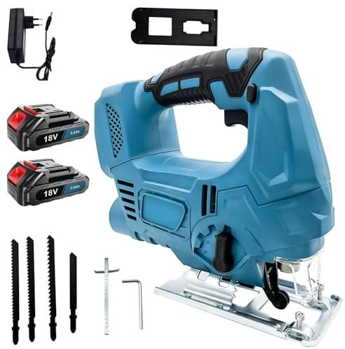 Electric Jigsaw Tool Compatible with Makita,18V 2600SPM Cordless Brushless Power Tool with 2 Battery,4 Variable Speeds,4 Orbital Sets, Bevel Cutting ±45¡ã, Corded Jig Saw for Wood and Metal Cutting