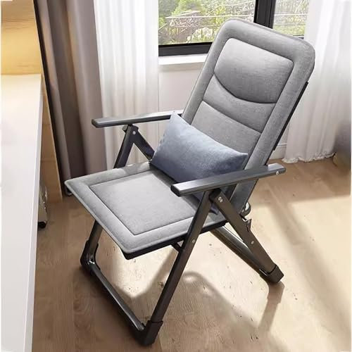zxhrybh Robuster Klappstuhl, Klappstühle Neun Positionen Verstellbar, mit Armlehnen Folding Chair Rückenlehne, Couch Klappsessel Bequem (Size : Integrated Chair Cushion Gray)