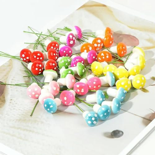 10/50 Stück Mini-Schaumstoff-Pilz, künstliche Pflanze für Hochzeit, Pilz, Dekoration, DIY-Kranz, Geschenk, Scrapbooking, Basteln, Bakterien, 50 Stück, Multi