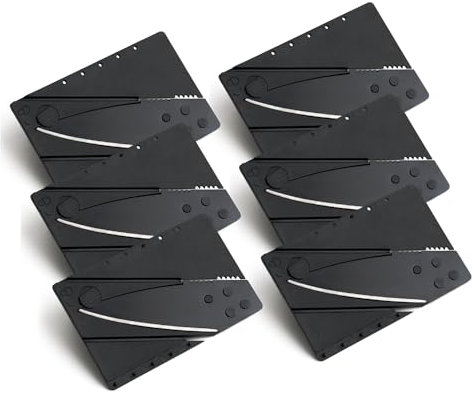 PRECORN Kreditkartenmesser 6 Stück schwarz Faltmesser Klappmesser Camping-Messer Taschenmesser Kreditkarten Messer