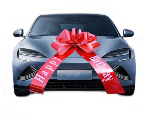 ACONDE Car Ribbon Bow, Schleife für Auto, Geschenkschleife Große, Riesige Große Rote Schleife (23 inches Happy Birthday) für Auto Fahrrad Weihnachten Geschenk Hochzeit Party Feier