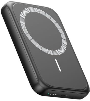 Bilivein Batterie Externe Magnetique sans Fil, 20W Power Bank Charge Rapide, 10000mAh Induction Chargeur Portable, Petit Baterie Externe avec USB-C Input/Output pour iPhone 16/15/14/13/12 Pro (Noir)