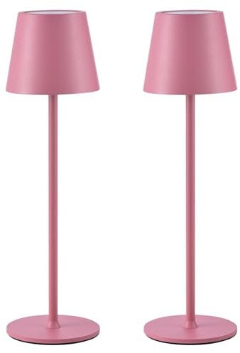 Lot de 2 lampes de table LED à intensité variable, sans fil, rechargeables, couleur chaude 3000 K, pour l'intérieur et l'extérieur, avec USB-C, aluminium, étanchéité IP54, noir