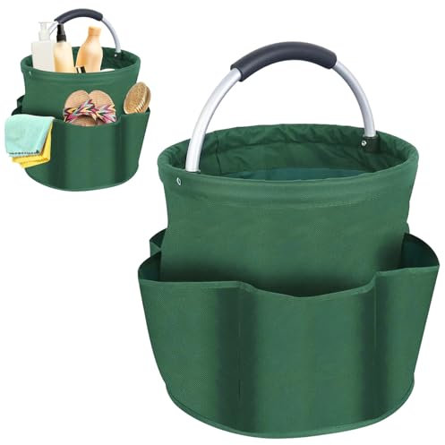 CTDMJ® Cleaning Caddy 17L with Handle Storage Box Multi Pocket Collapsible Organiser Caddy Durable Collapsible Storage Basket for Toiletries (Green)
