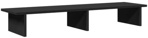 vidaXL Monitorständer, Schreibtischaufsatz für 2 Monitore, Unterbau Bildschirm Laptop Ständer, Tisch Erhöhung für PC Monitor Drucker, Schwarz Holzwerkstoff