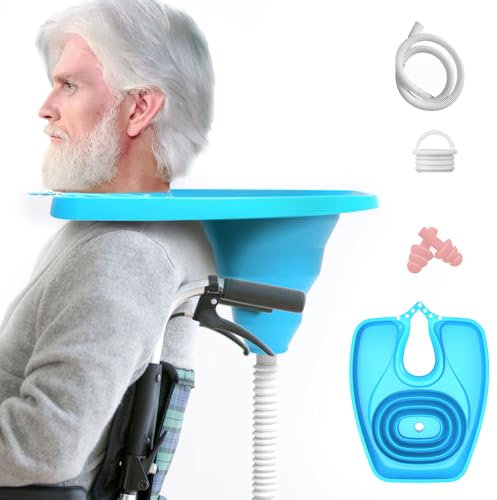 WDKXCN Lavabo portátil para el cabello, plegable, ayuda para el lavado del cabello para discapacitados, lavabo inflable para ancianos, embarazadas, niños mayores, personas postradas en cama y en casa