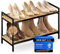 LAYVL HOME® Schuhregal platzsparend, Design Schuhregal, Schuhorganizer, Schuhaufbewahrung für Eingangsbereich, Flur, Wohnzimmer - hochwertig, modern, aus Metall und Bambus, 2 Ebenen, 73x30x41cm