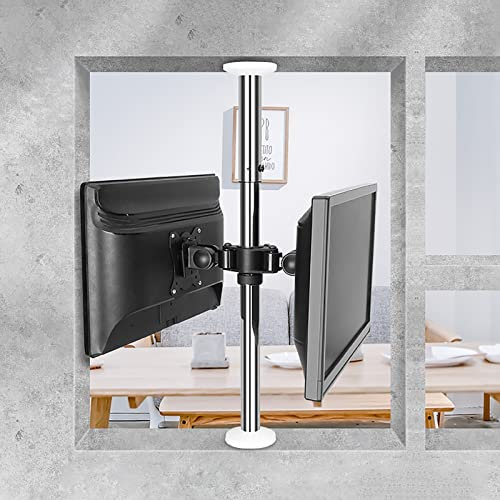 WOTZOV Soporte de Pared para TV de Doble Pantalla, Giratorio e inclinable 360°, Columna de Acero Inoxidable, Soporte para TV para Monitor Plano de 12 a 27 Pulgadas de hasta 18 k