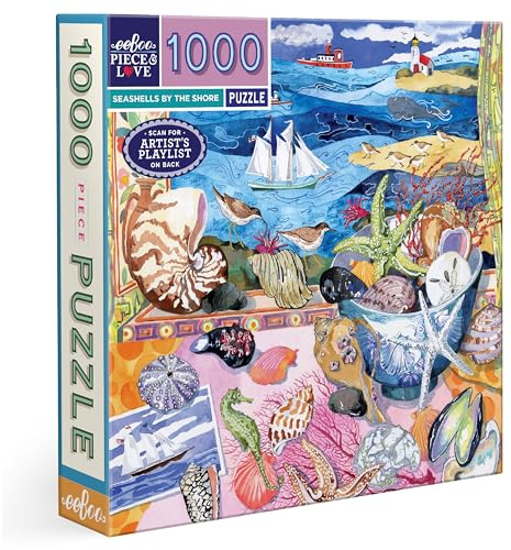 Eeboo Puzzle mit 1000 Teilen Muscheln an der Küste – Puzzle für Erwachsene, 1000 Teile aus Karton – Maße 58,5 cm x 58,5 cm