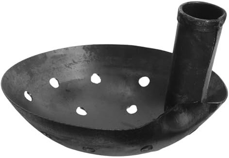 LOORGVEL Louche à Tamiser en Fer 17 Cm avec Trous 1 Cm pour Nettoyage de Gouttières et Fossés, Pelle D'épandage D'engrais et Élimination de Boues, Outil Polyvalent de Jardinage Extérieur