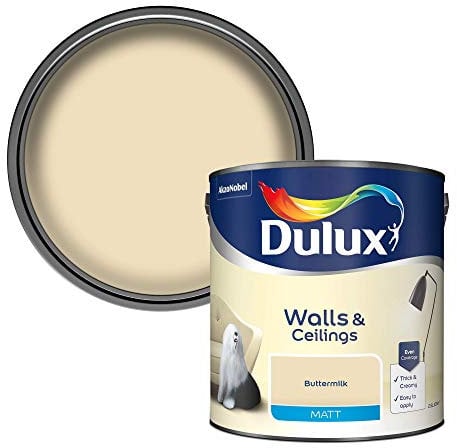 Dulux Matt Emulsion Paint For Walls And Ceilings - Buttermilk 2.5 Litres