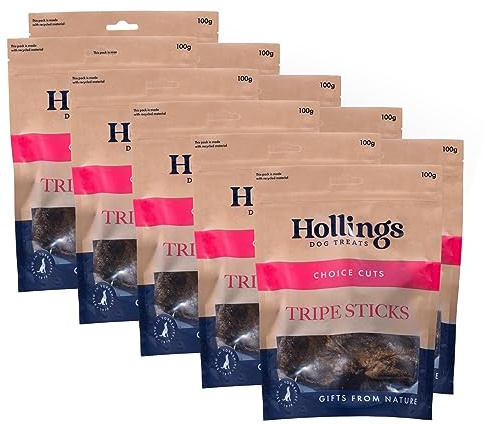 Hollings Tripe Sticks Dog Treats, 100% Natural Air Dried Chews for Adult Dogs, Grain Free & High in Protein 100 g, Pack of 10