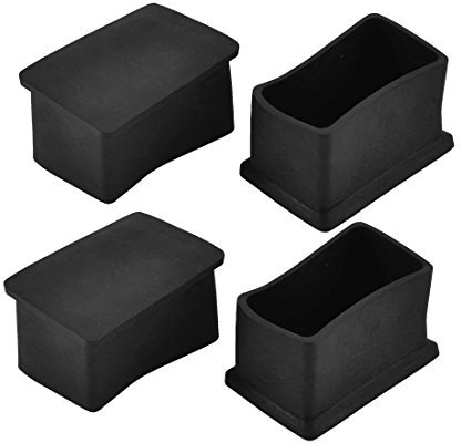sourcing map 4 Stück Rohrstopfen 50mm x 30mm Gummi Viereckig Möbel Tisch Fuß Kappe Schwarz Schutzkappen für Möbel