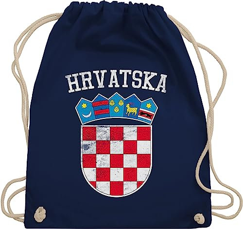 Turnbeutel Rucksack - Kroatien Wappen Hrvatska Krotatisch - Unisize - Navy Blau - em kroatisch tasche fussball fanartikel fußball europameisterschaft kroatische backpack 2024 fu ball wm kroatischer