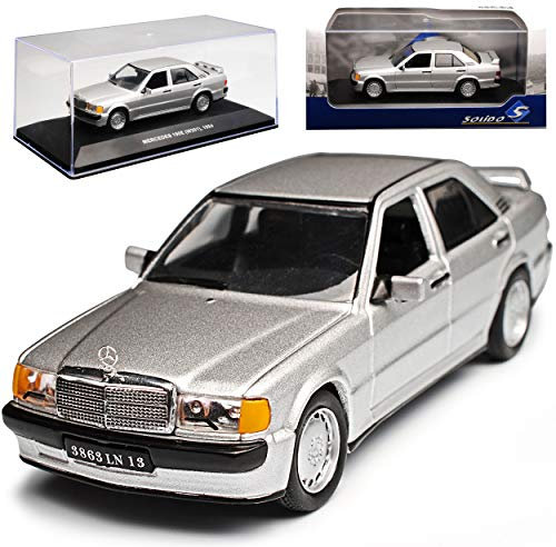 Solido Mercedes-Benz C-Klasse 190E W201 2.3-16V Silber 1982-1993 1/43 Modell Auto mit individiuellem Wunschkennzeichen