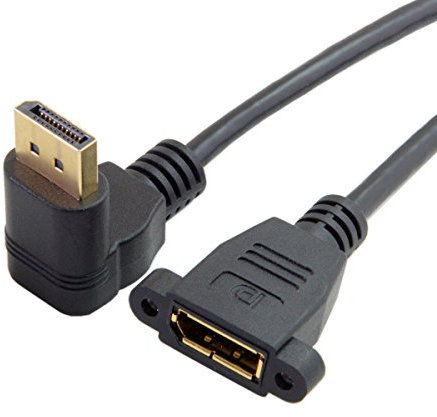 Cablecc DisplayPort Display Port Male to Female 90 Degree Up Down Angled Extension Cable