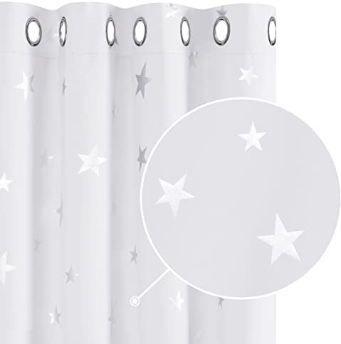 Deconovo gardinen Wohnzimmer Modern Thermovorhänge Kälteschutz Lärmschutz Vorhänge Blickdichter Vorhänge mit Ösen, 290x140 cm(HöhexBreite), Silber Grau, 2er Set