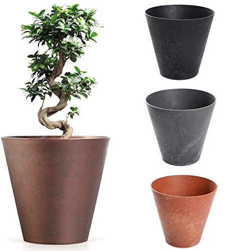 Blumenkübel Blumentopf Pflanzkübel Übertopf Beton-Optik oder Corten-Optik Pflanztopf Beton Design (400 Grau)