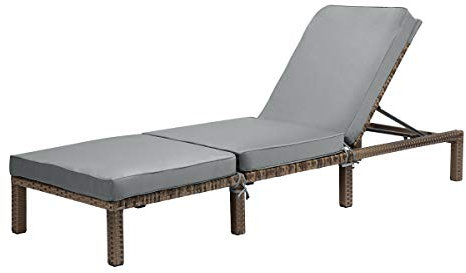SVITA Peach Gartenliege Sonnenliege Polsterauflage Klappbar Polyrattan Braun